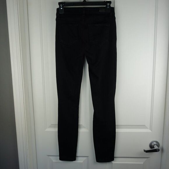 PAIGE Verdugo Ankle Mid Rise Skinny Jeans In Twilight Destructed (Black) Size 24 - Picture 11 of 16